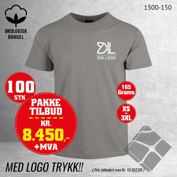 100 stk T-skjorte med brystlogo, grå
