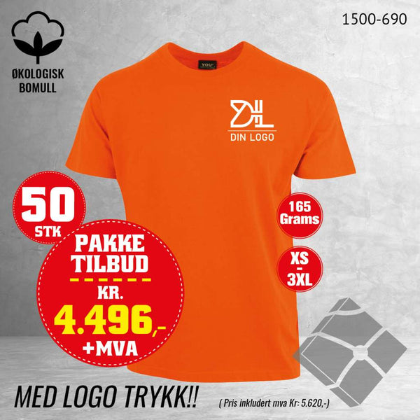 50 stk T-skjorte med brystlogo, orange