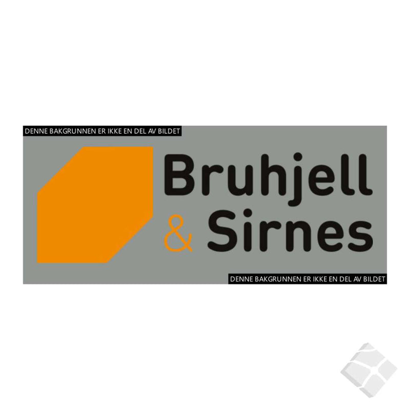 Bruhjell & Sirnes rygg logo, sort/orange