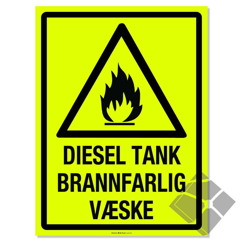 Fareskilt - Diesel tank