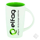 Sigurd porselenskrus m/1 farge logo trykk, hvit/grønn