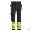 Arbeidsbukse 4-veis stretch, High-Vis KL.1, safety gul