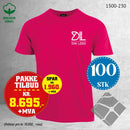 100 stk T-skjorte med brystlogo, raspberry