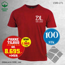 100 stk T-skjorte med brystlogo, kardinalmelert