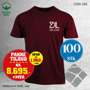 100 stk T-skjorte med brystlogo, vinrød