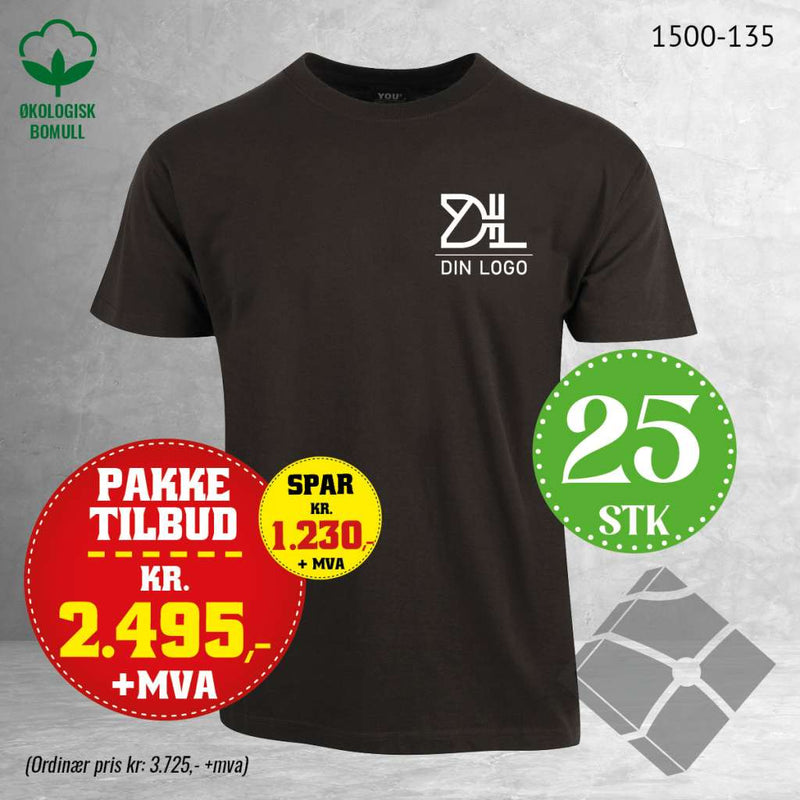 25 stk T-skjorte med brystlogo, stålgrå