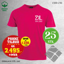 25 stk T-skjorte med brystlogo, rasberry