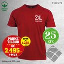 25 stk T-skjorte med brystlogo, kardinalmelert