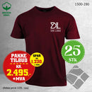 25 stk T-skjorte med brystlogo, vinrød
