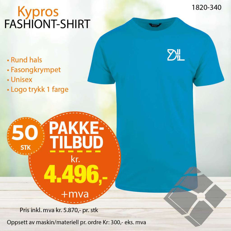 50 stk Fashion t-skjorte - Kypros, turkis