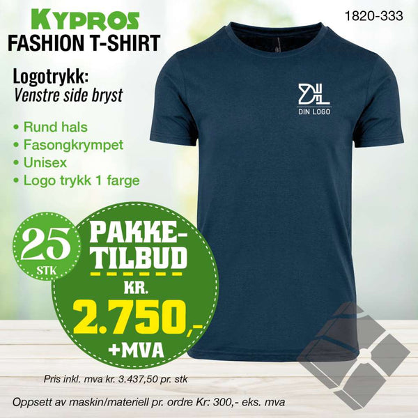 25 stk Fashion t-skjorte - Kypros, petrol blue