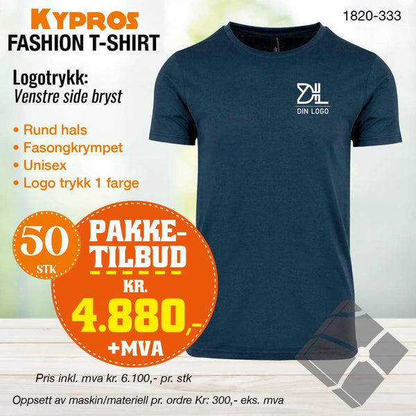 50 stk Fashion t-skjorte - Kypros, petrol blue