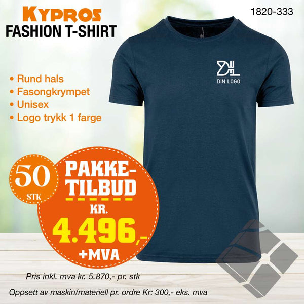 50 stk Fashion t-skjorte - Kypros, petrol blue