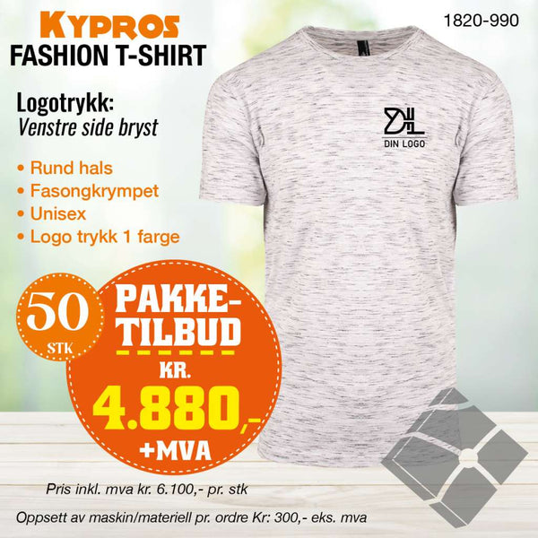 50 stk Fashion t-skjorte - Kypros, aske blend