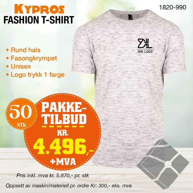 50 stk Fashion t-skjorte - Kypros, aske blend