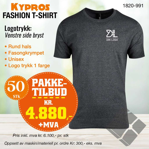 50 stk Fashion t-skjorte - Kypros, sort blend