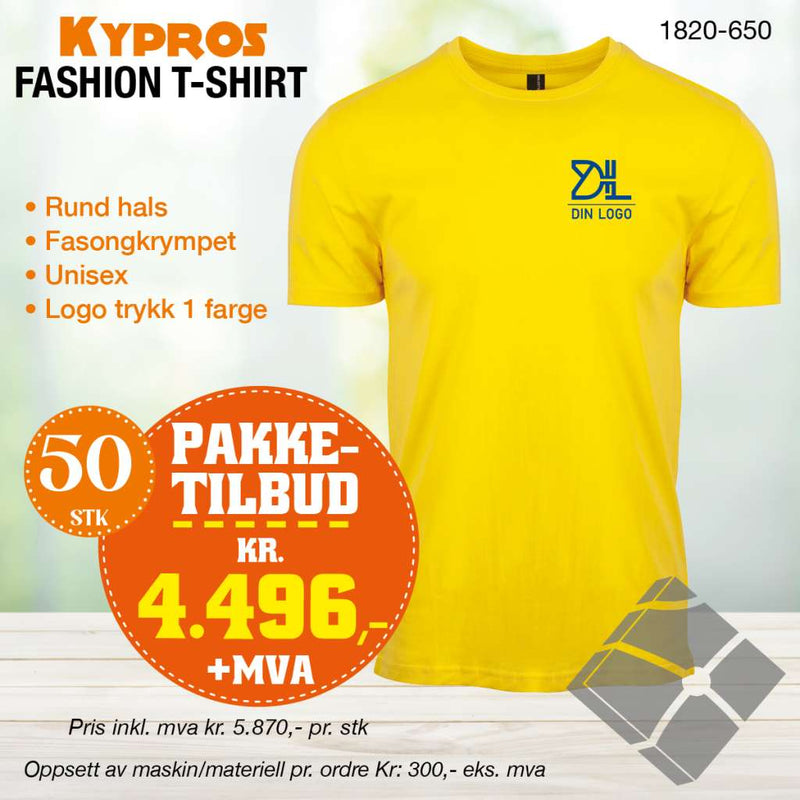 50 stk Fashion t-skjorte - Kypros, gul