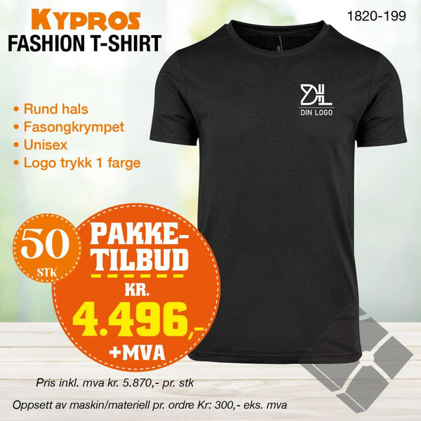 50 stk Fashion t-skjorte - Kypros, sort