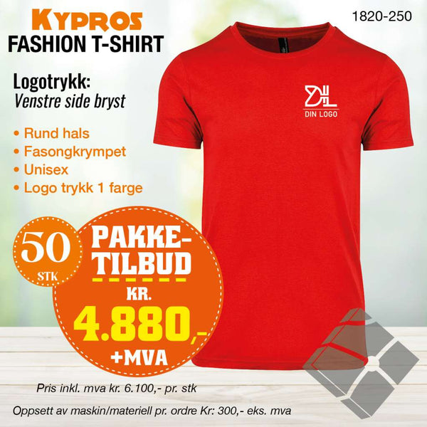 50 stk Fashion t-skjorte - Kypros, rød