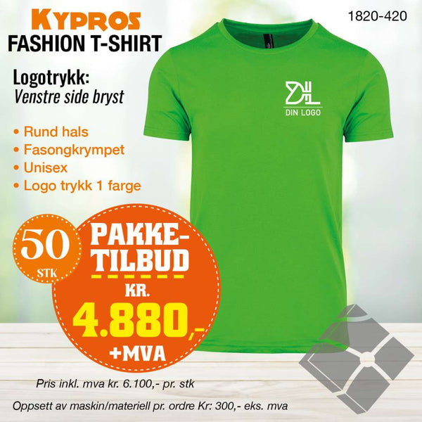 50 stk Fashion t-skjorte - Kypros, lime