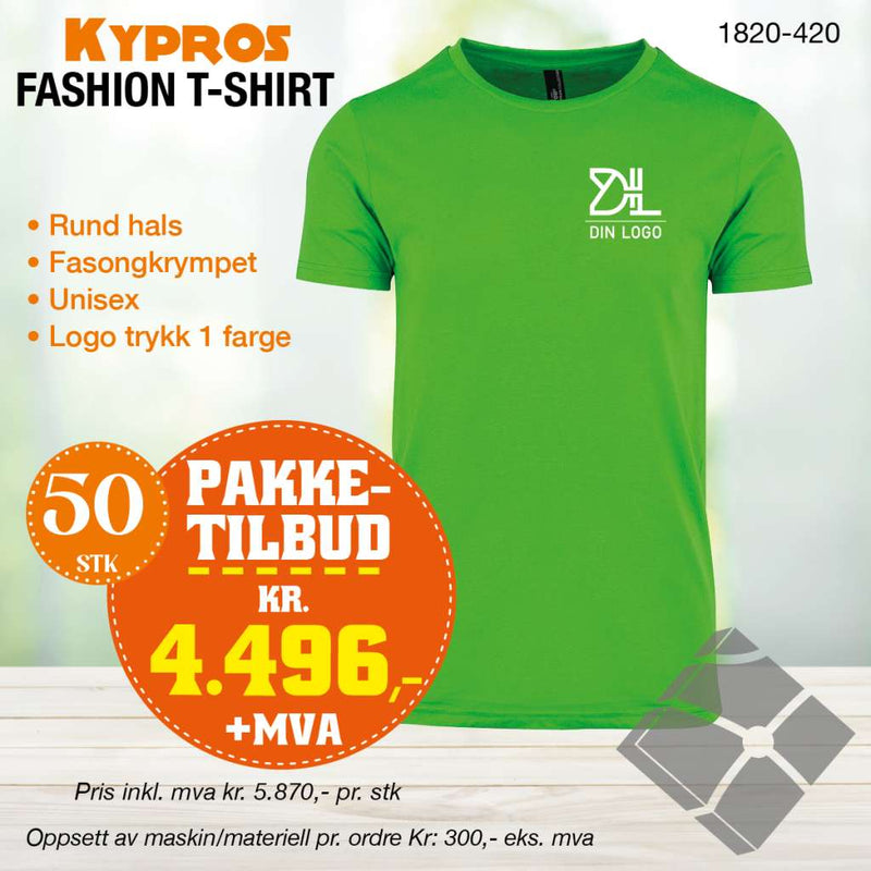 50 stk Fashion t-skjorte - Kypros, lime