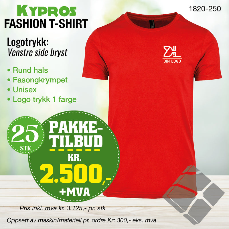 50 stk Fashion t-skjorte - Kypros, rød