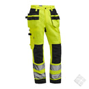 Håndverkesbukse m/stretch HV, safety gul/sort