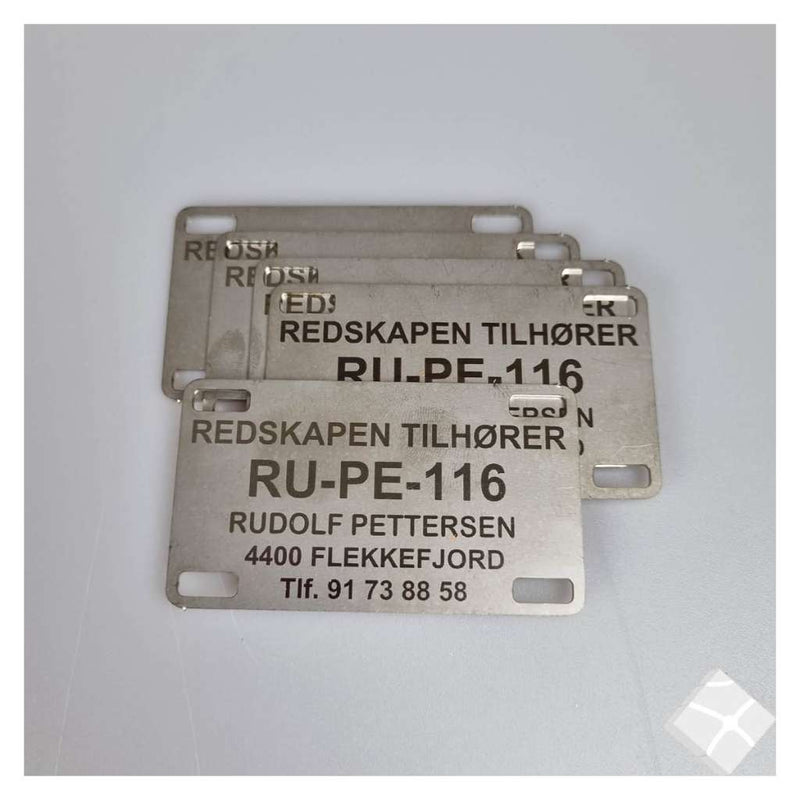 Teine & merkeskilt m/4 hull, syrefast