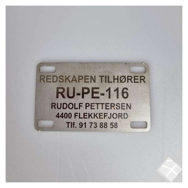 Teine & merkeskilt m/4 hull, syrefast
