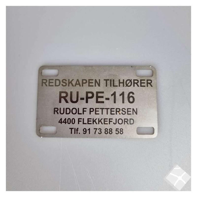 Teine & merkeskilt m/4 hull, syrefast