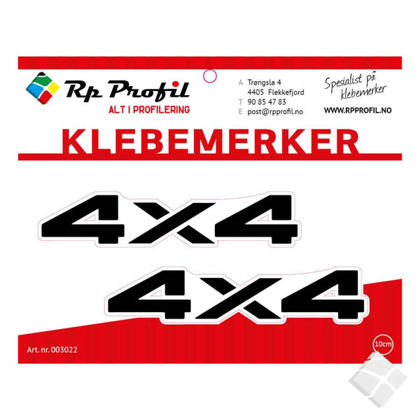 4x4 klebemerke, sort/hvit