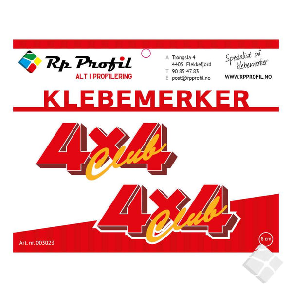 4x4 CLUB klebemerke, sort/hvit