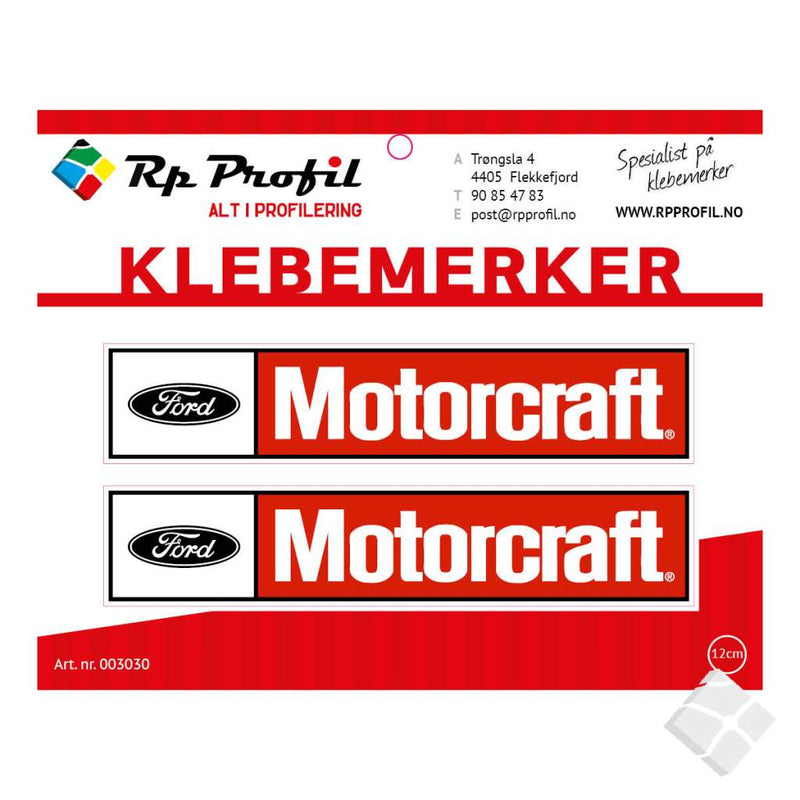 FORD Motorcraft klebemerke i farger.