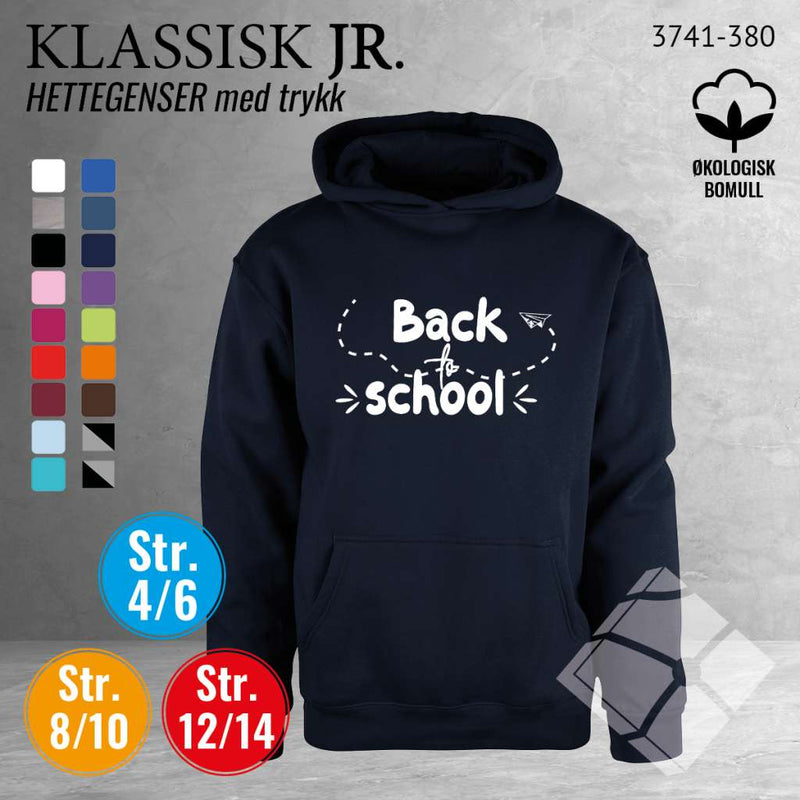 Skole hettegenser m/logotrykk, marine