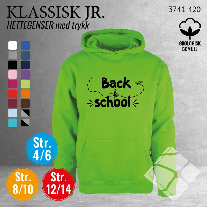 Skole hettegenser m/logotrykk, lime