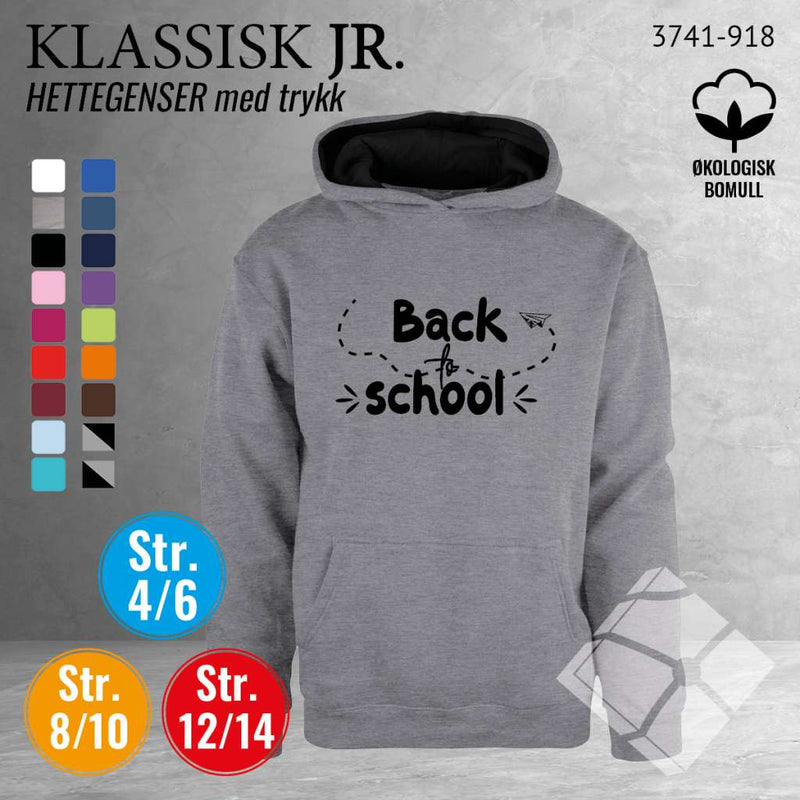 Skole hettegenser m/logotrykk, grå/sort