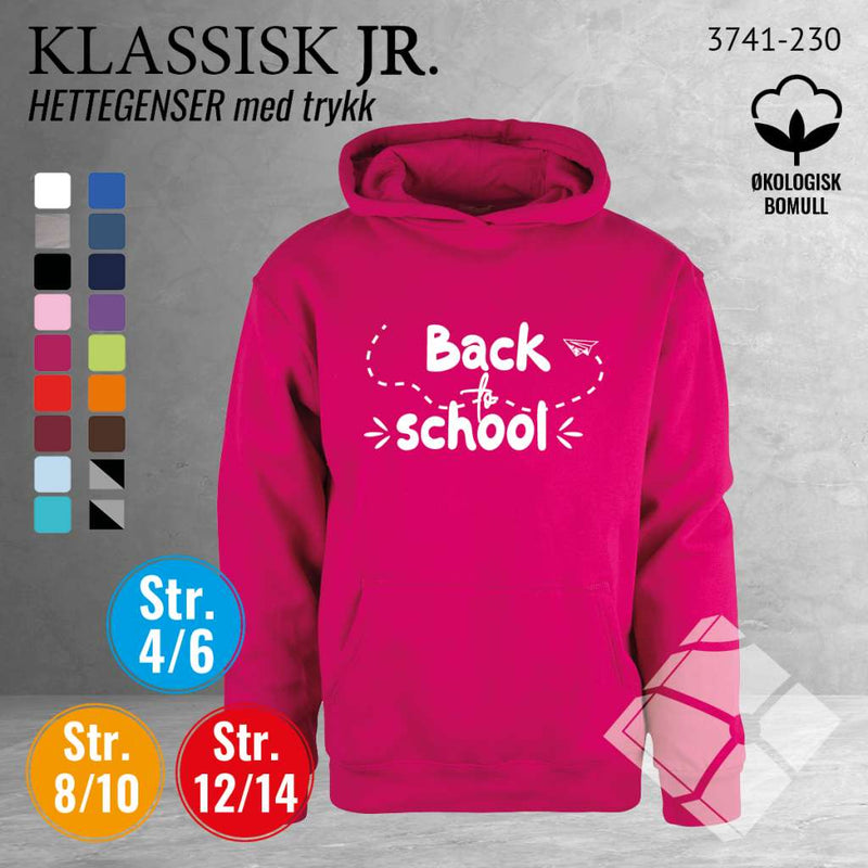 Skole hettegenser m/logotrykk, raspberry