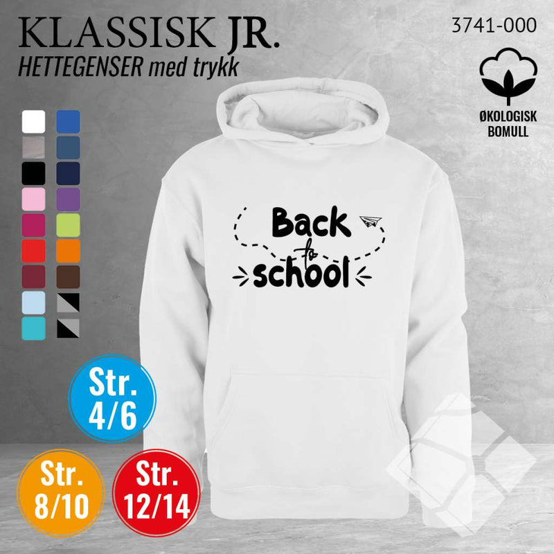 Skole hettegenser m/logotrykk , hvit