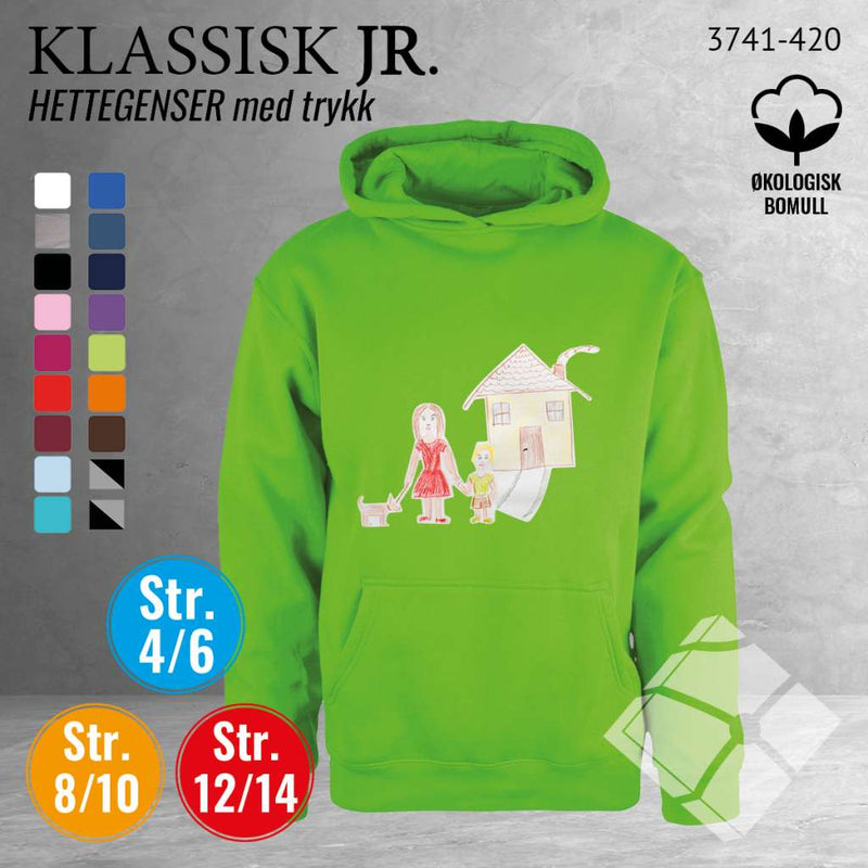 Skole hettegenser m/logotrykk, lime