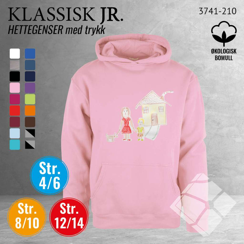 Skole hettegenser m/logotrykk, rosa