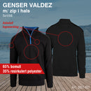 Genser med zip i hals Valdez, sort/kornblå