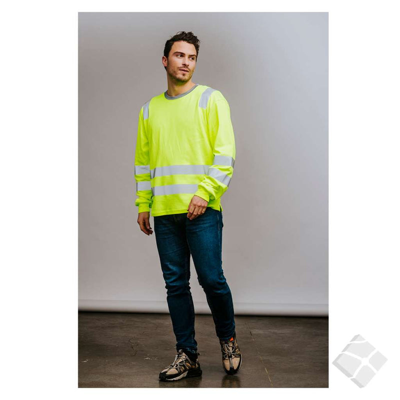 Langermet t-skjorte i synlighet Ystad KL.2, safety gul