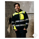Fleece hoodie HighVis KL. 2-3, sort/gul