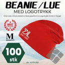 Beanie-/Lue med logotrykk  - 100 stk