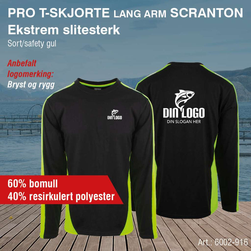 T-skjorte Scranton PRO m/ l. arm, sort/safety gul