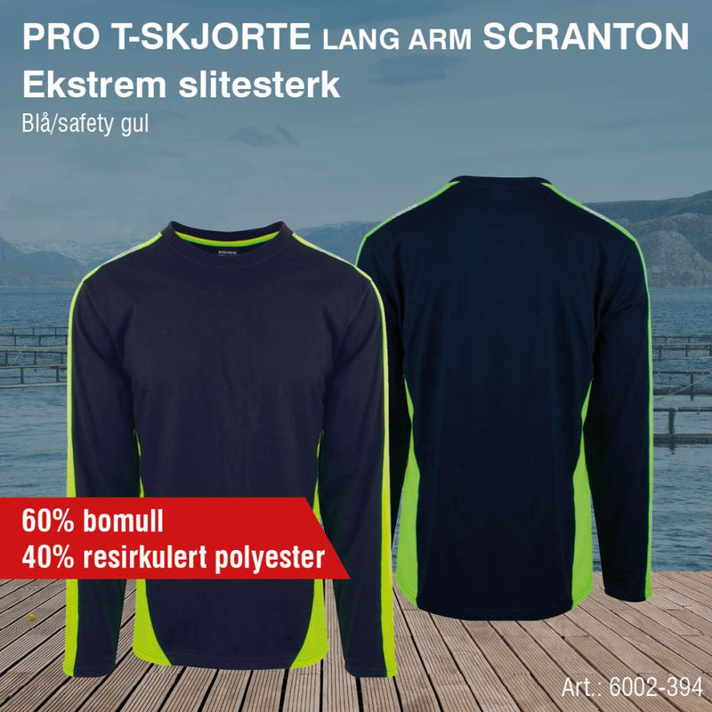 T-skjorte Scranton PRO m/ l. arm, marine/safety gul