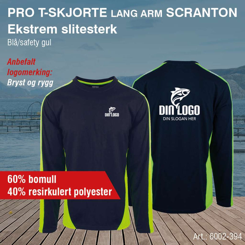 T-skjorte Scranton PRO m/ l. arm, marine/safety gul