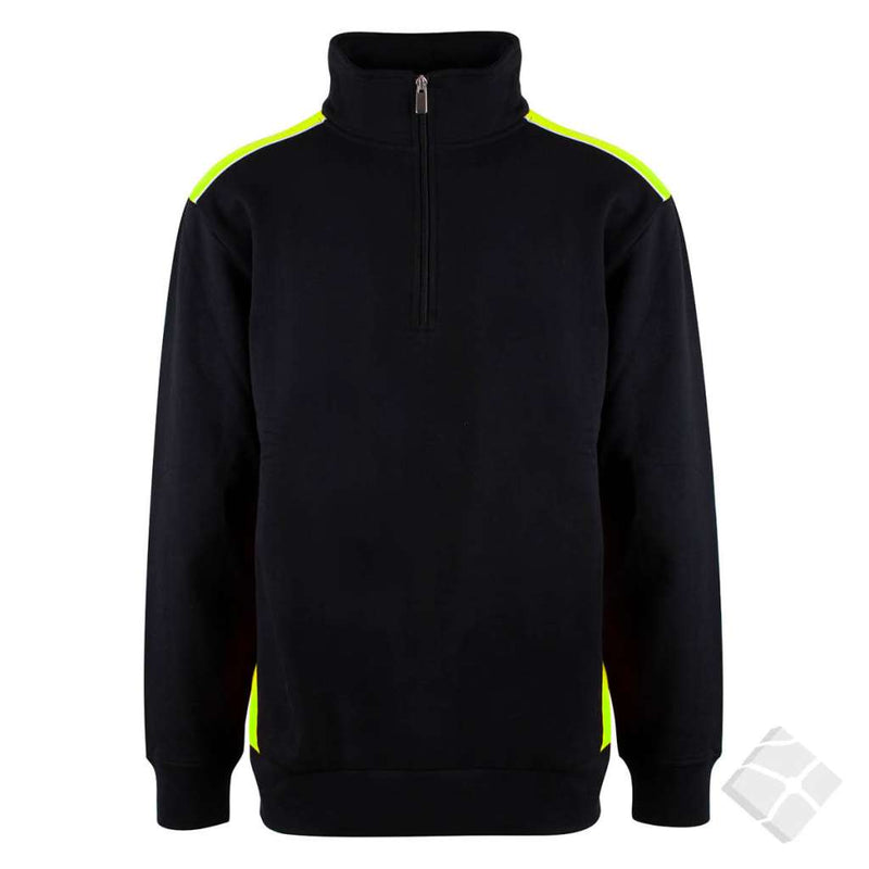 Dayton ZIP genser, sort/safety gul