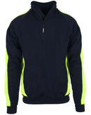 Genser med Zip - PRO serie, marine/safety gul