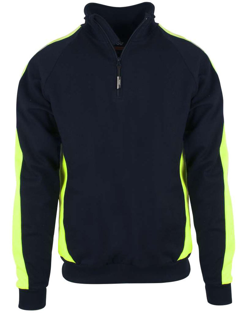 Genser med Zip - PRO serie, marine/safety gul